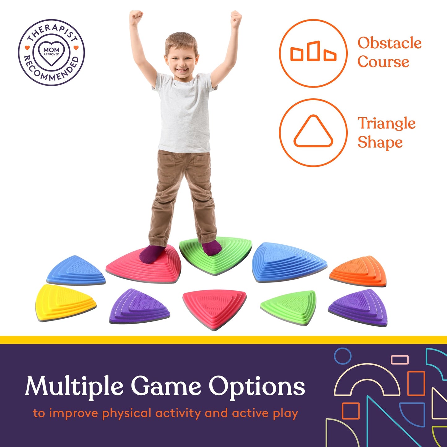 Special Supplies 10 Stepping Stones for Kids – Indoor/Outdoor Balance Blocks with Non-Slip Edging