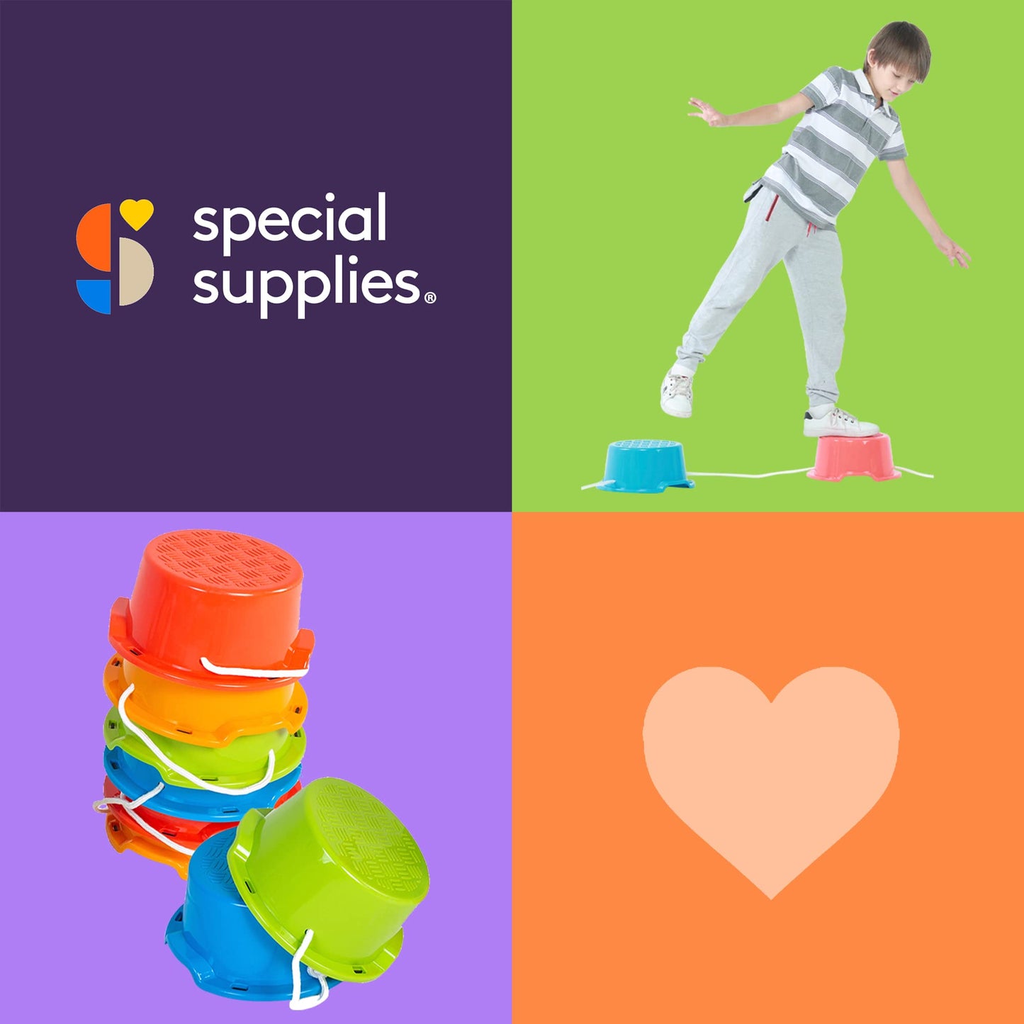 Special Supplies Balance Buckets — 8-Piece Stepping Stones for Kids, Non-Slip & Durable