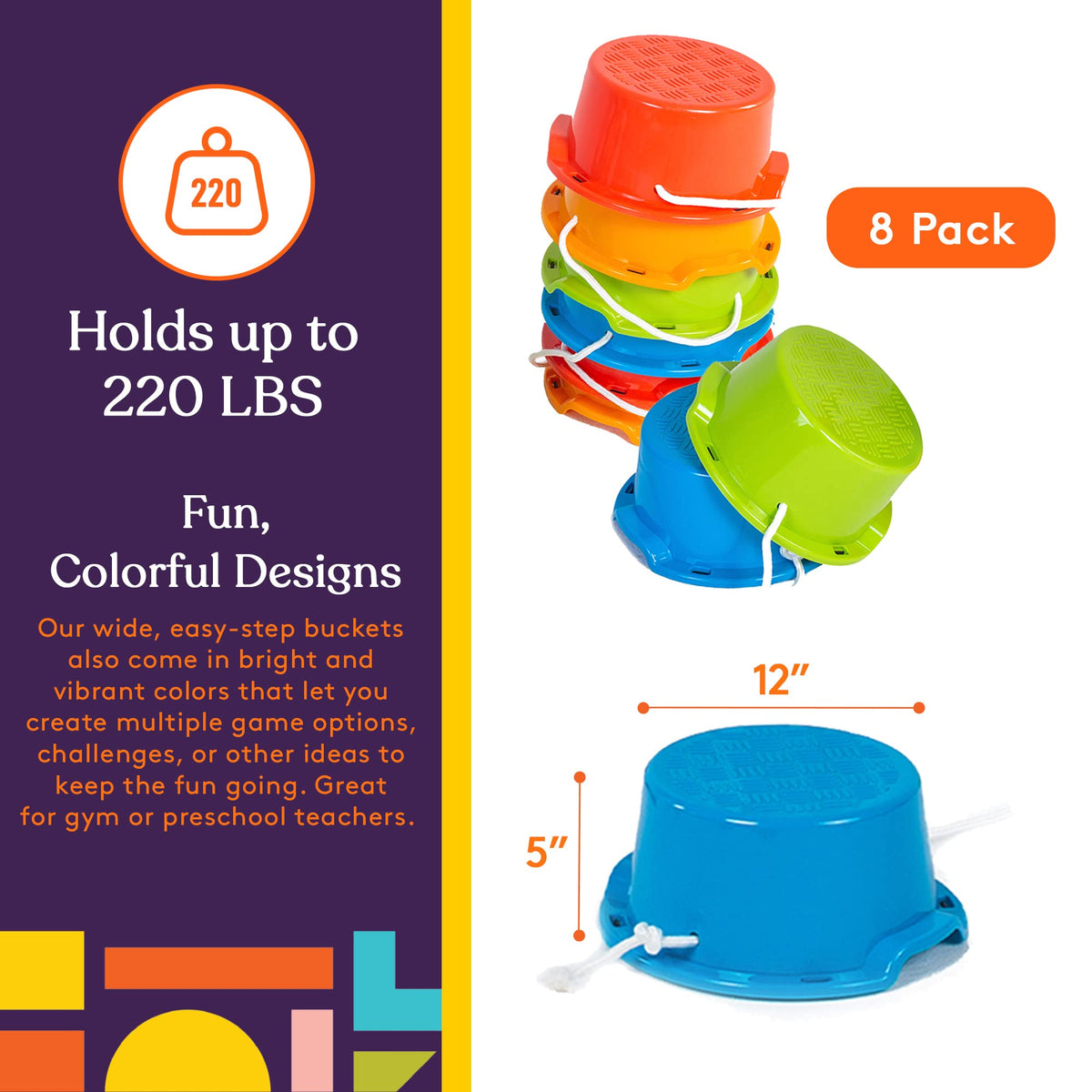 Special Supplies Balance Buckets — 8-Piece Stepping Stones for Kids, Non-Slip & Durable