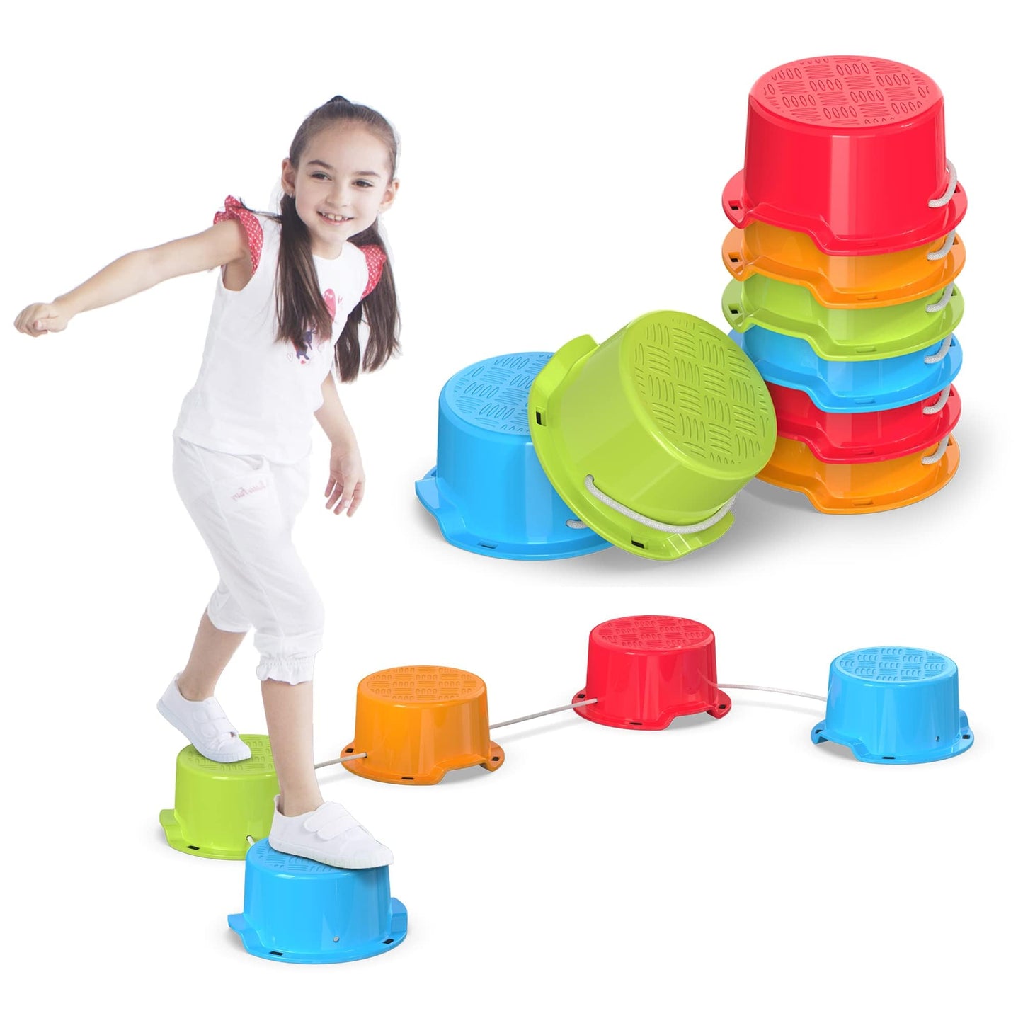 Special Supplies Balance Buckets — 8-Piece Stepping Stones for Kids, Non-Slip & Durable