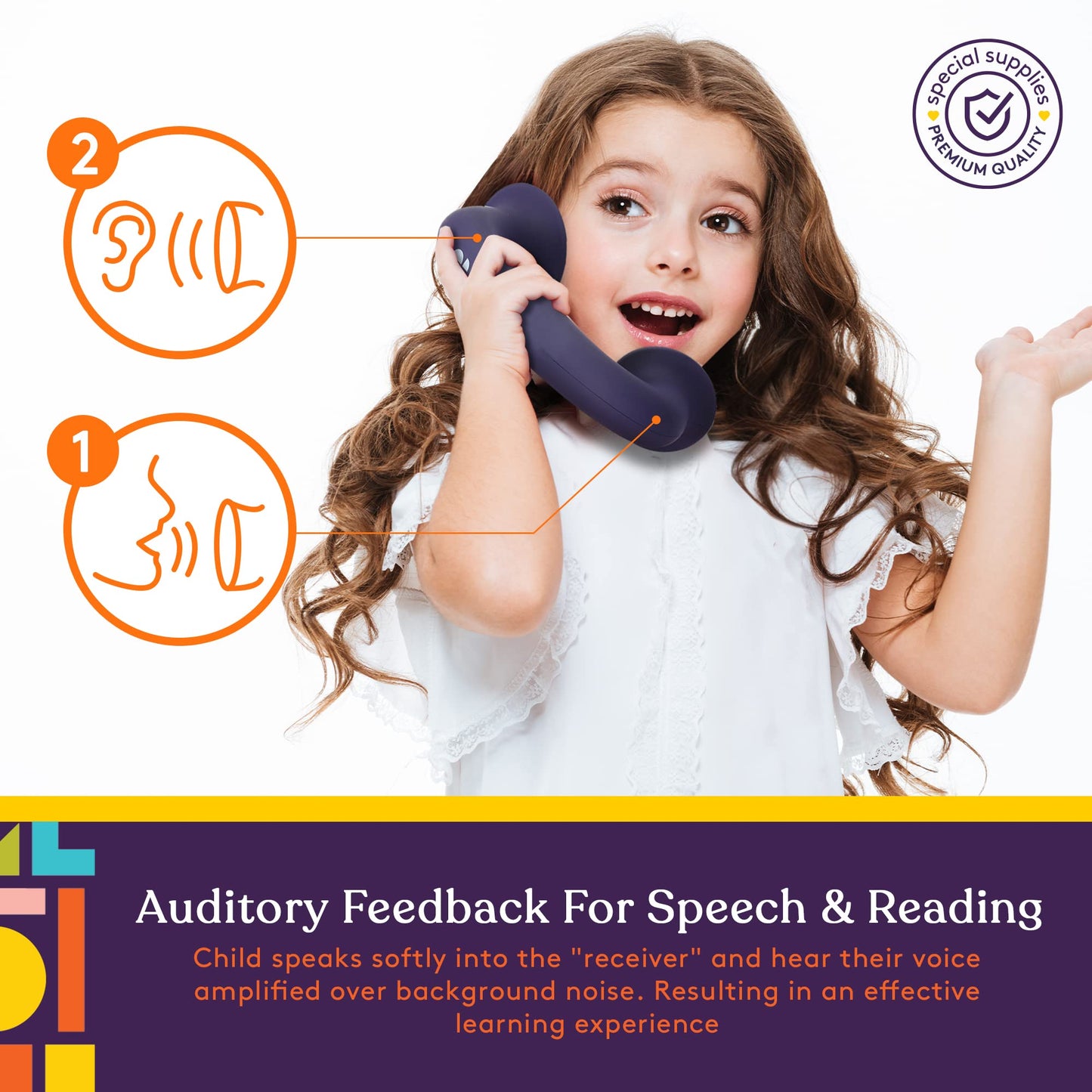 Special Supplies Phone Buddy Auditory Feedback Reading Phones – 4 Pack for Classroom & Home Reading Fluency
