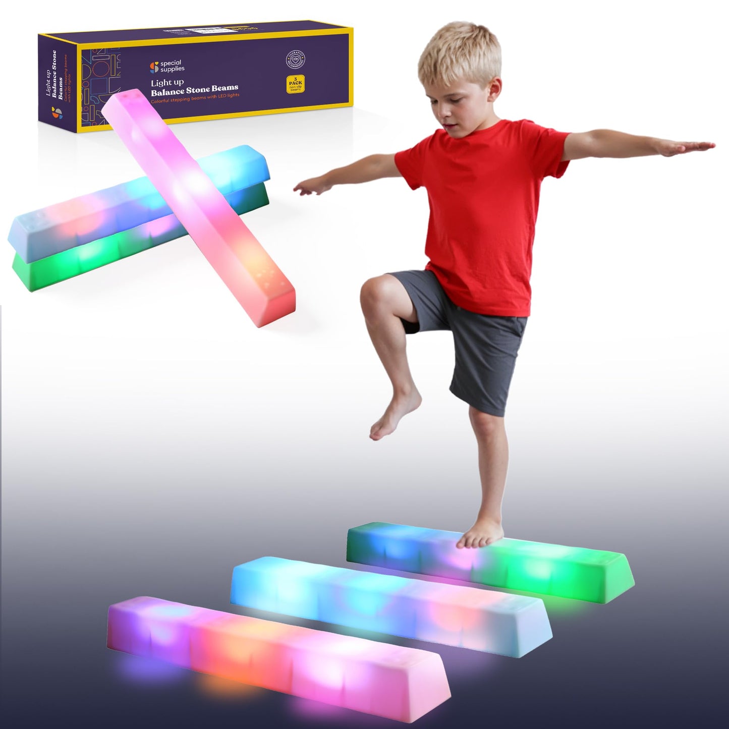 Special Supplies LED Stepping Stones for Kids - Light-Up Balance Blocks