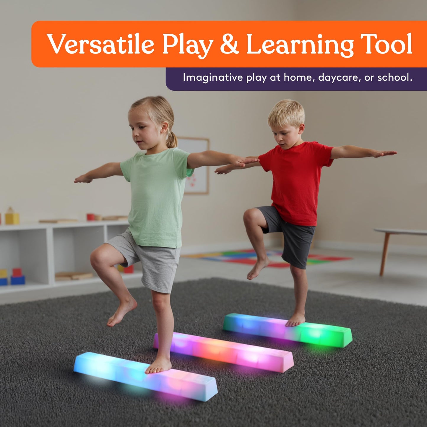 Special Supplies LED Stepping Stones for Kids - Light-Up Balance Blocks
