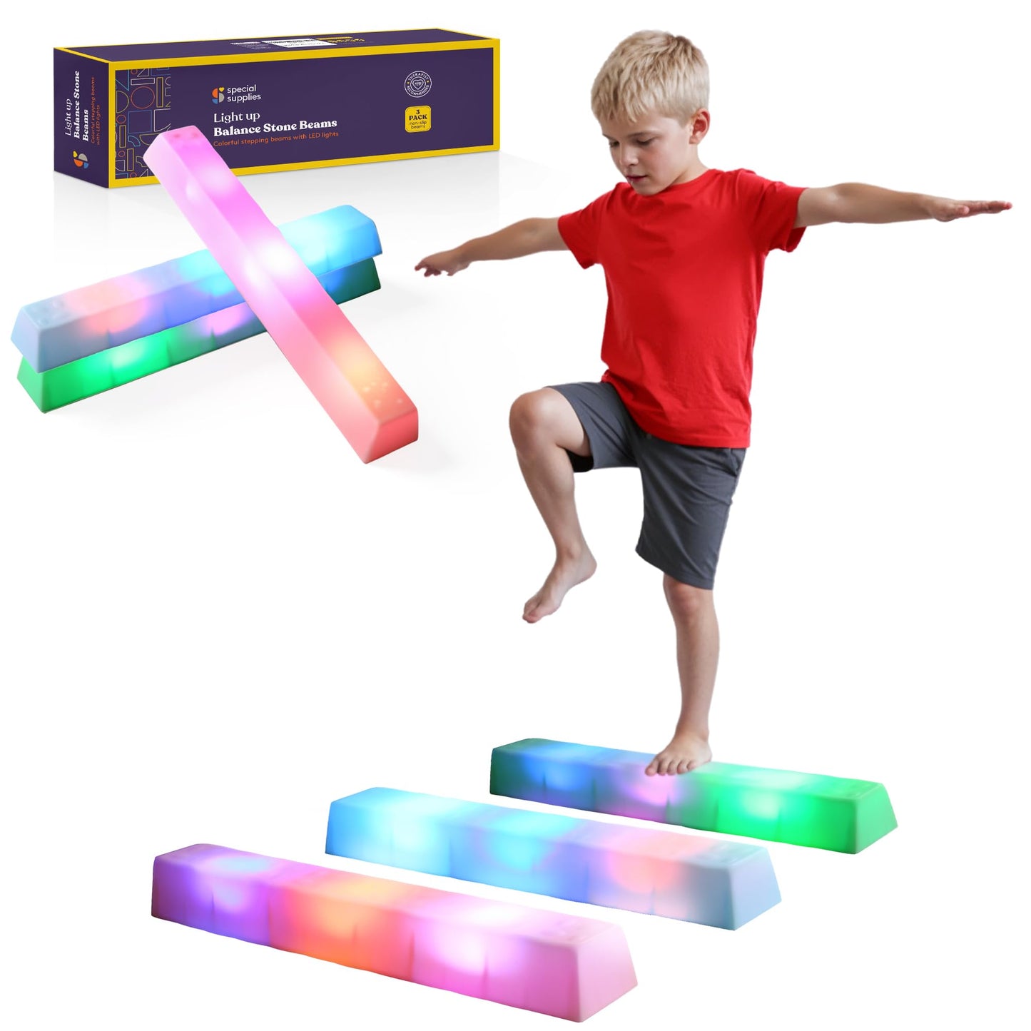Special Supplies LED Stepping Stones for Kids - Light-Up Balance Blocks