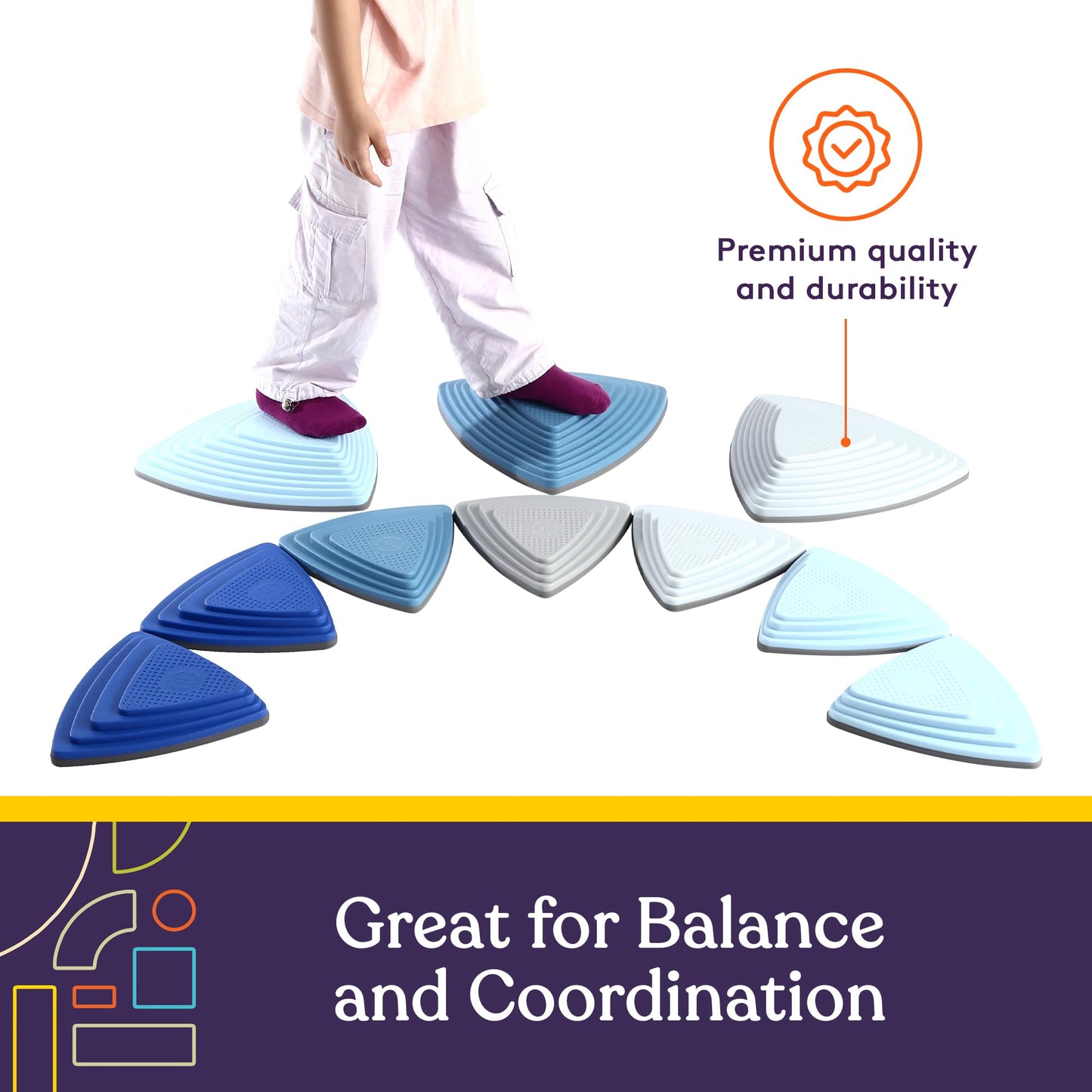 Special Supplies Ocean 10 Stepping Stones for Kids — Indoor & Outdoor Balance Blocks