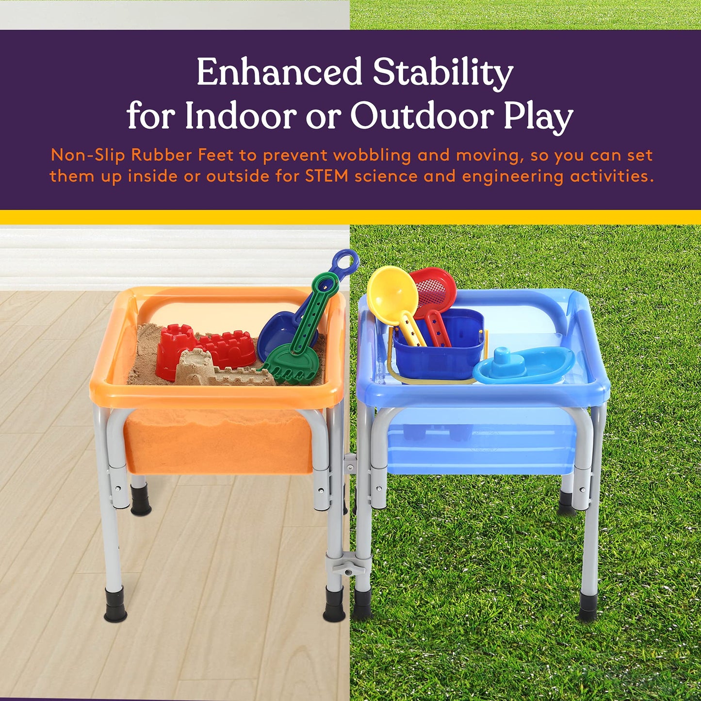 Special Supplies Sensory Activity Table – Two Buckets (Orange + Blue) for Water, Sand, and STEM Play