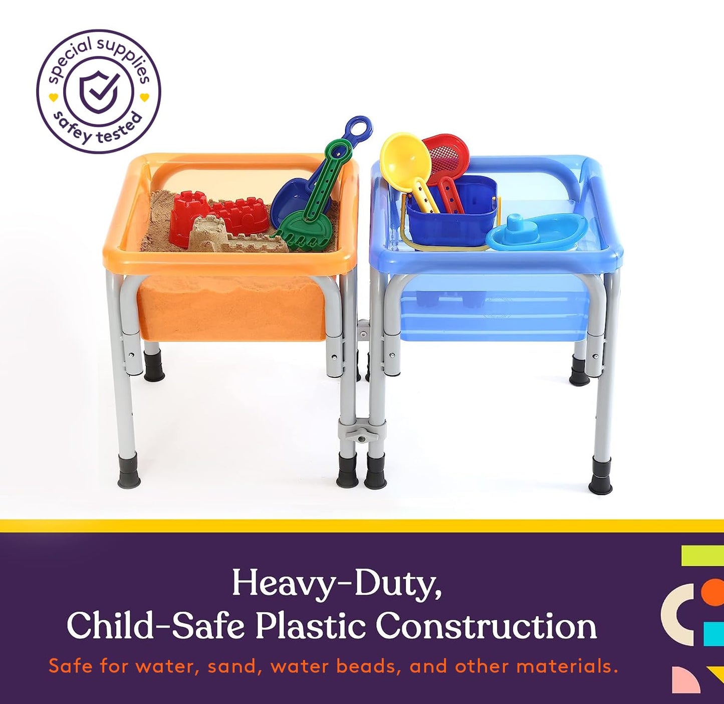 Special Supplies Sensory Activity Table – Two Buckets (Orange + Blue) for Water, Sand, and STEM Play