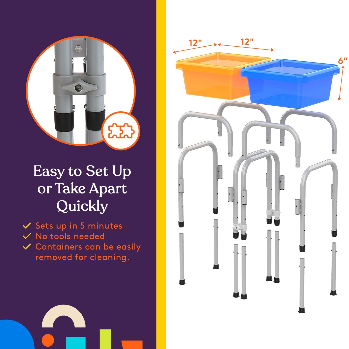 Special Supplies Sensory Activity Table – Two Buckets (Orange + Blue) for Water, Sand, and STEM Play