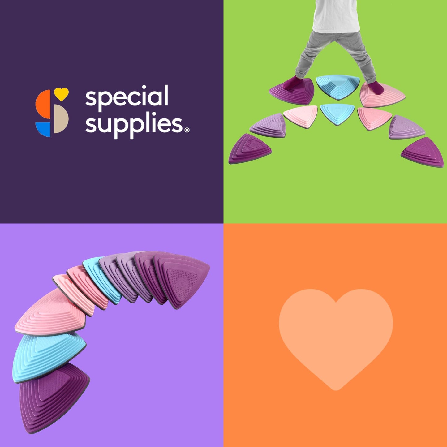 Special Supplies 10 Stepping Stones for Kids – Indoor & Outdoor Balance Blocks, Non-Slip Edging