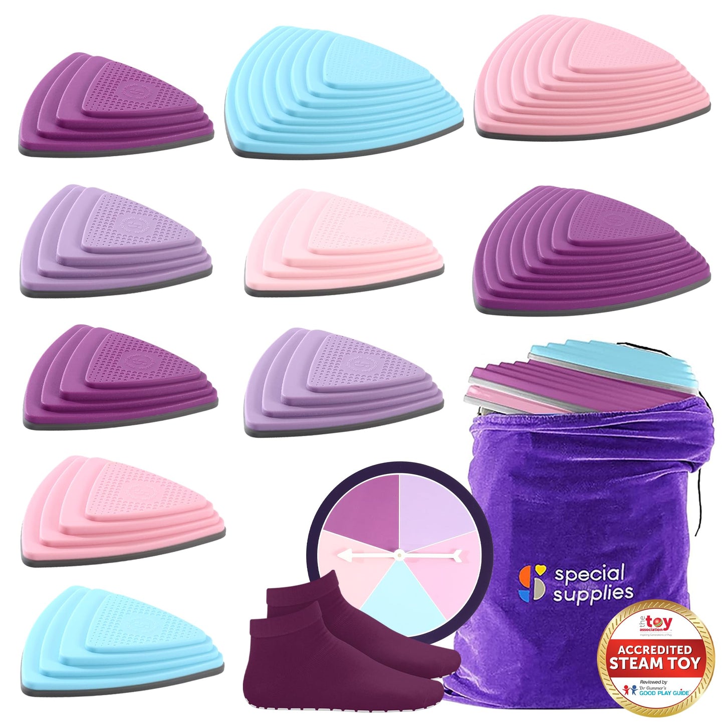 Special Supplies 10 Stepping Stones for Kids – Indoor & Outdoor Balance Blocks, Non-Slip Edging