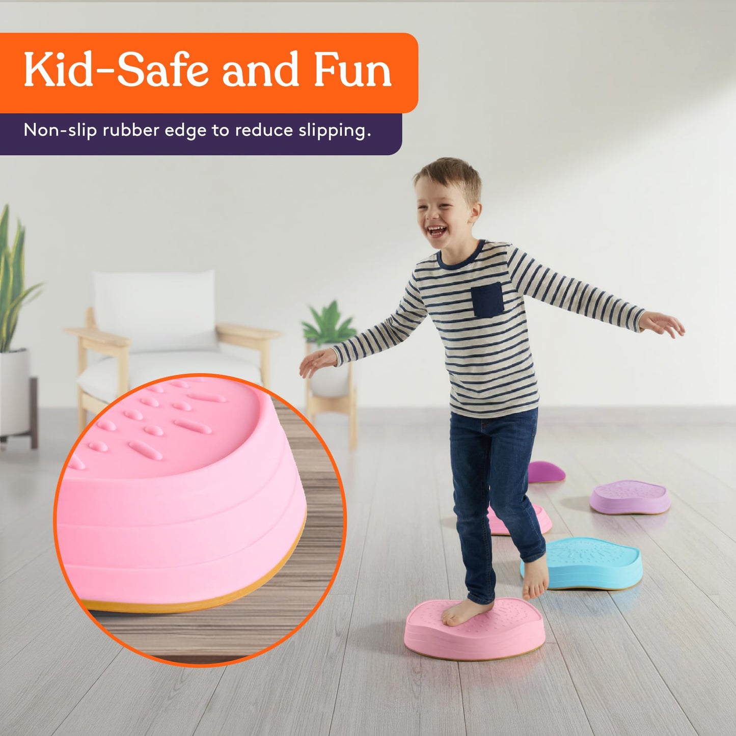 Special Supplies Stepping Stones for Kids – 5-Block Balance Set (Indoor/Outdoor)