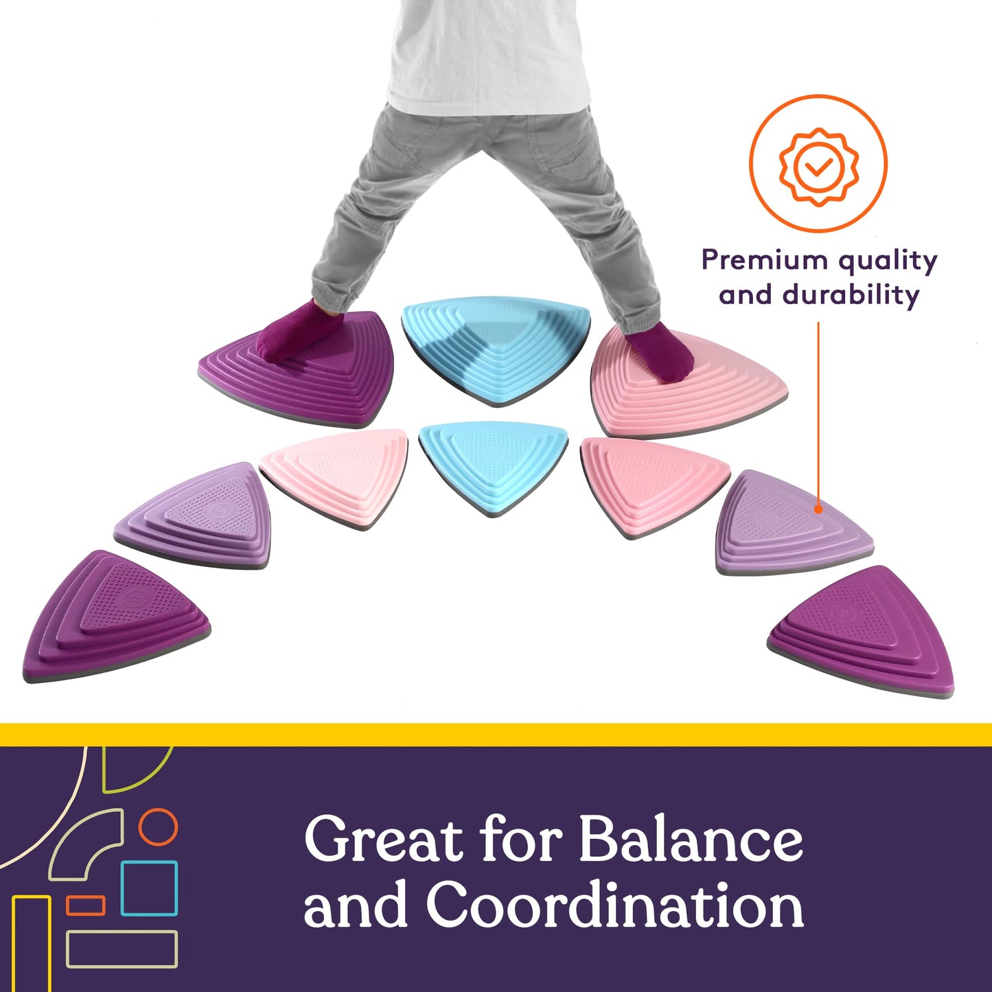 Special Supplies 10 Stepping Stones for Kids – Indoor & Outdoor Balance Blocks, Non-Slip Edging