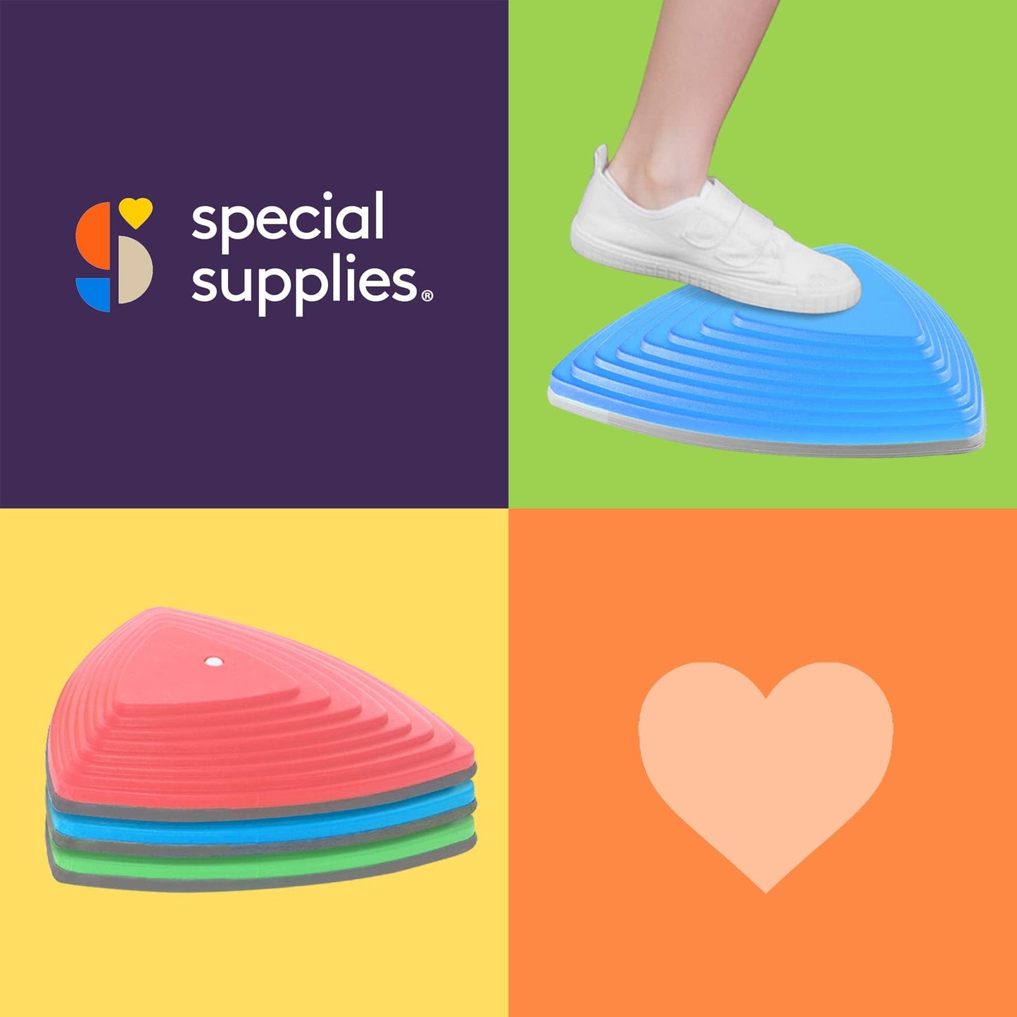 Special Supplies Stepping Stones for Kids – Indoor/Outdoor Balance Blocks with Non-Slip Edging (12 Pack)