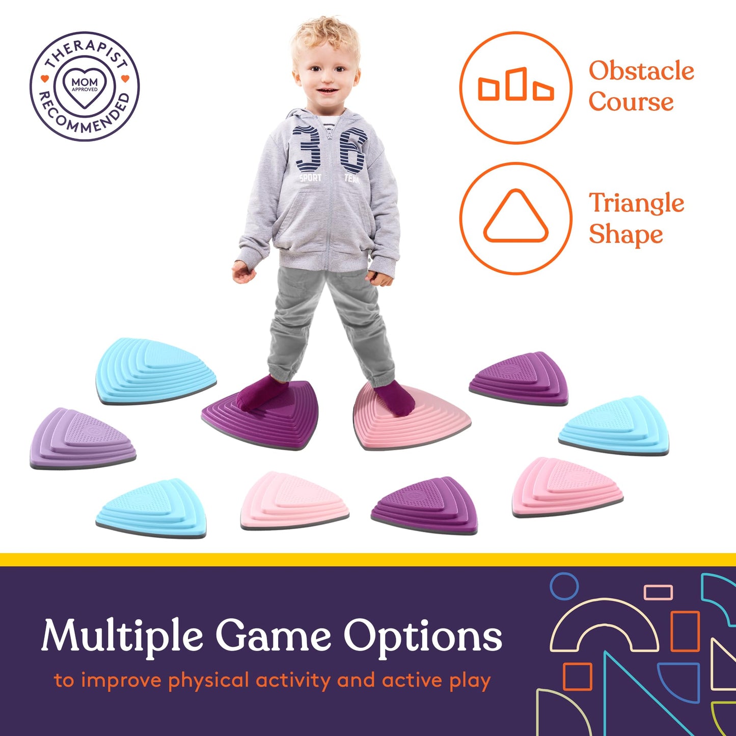Special Supplies 10 Stepping Stones for Kids – Indoor & Outdoor Balance Blocks, Non-Slip Edging