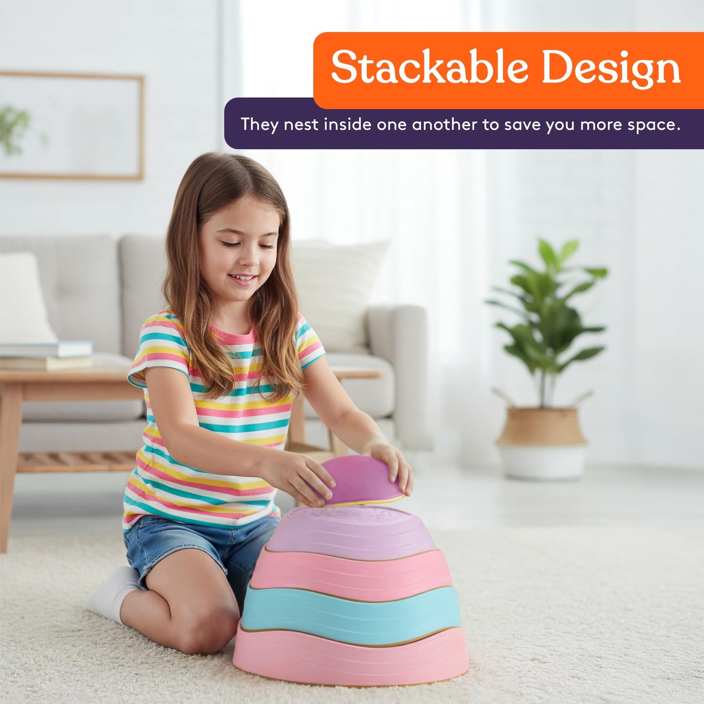 Special Supplies Stepping Stones for Kids – 5-Block Balance Set (Indoor/Outdoor)