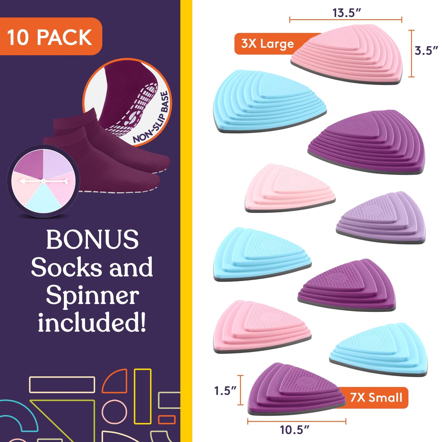 Special Supplies 10 Stepping Stones for Kids – Indoor & Outdoor Balance Blocks, Non-Slip Edging