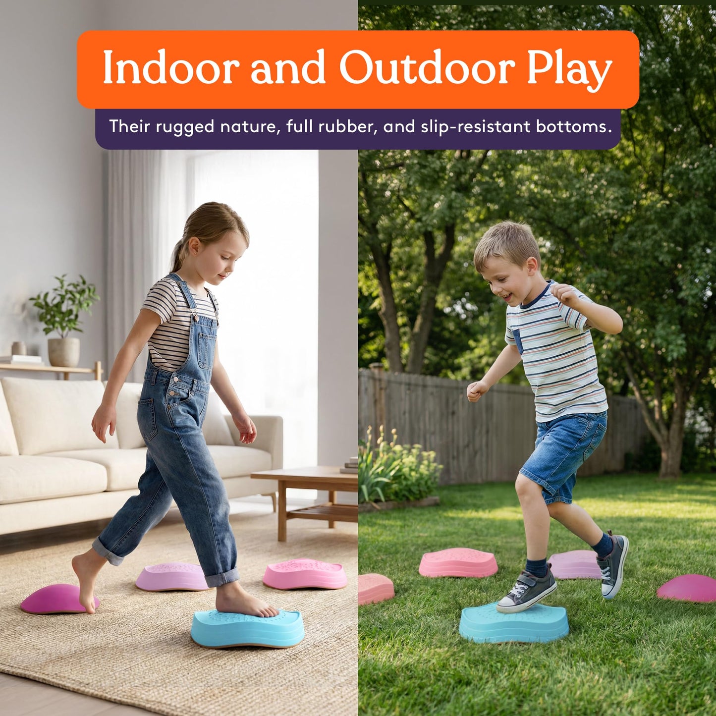 Special Supplies Stepping Stones for Kids – 5-Block Balance Set (Indoor/Outdoor)