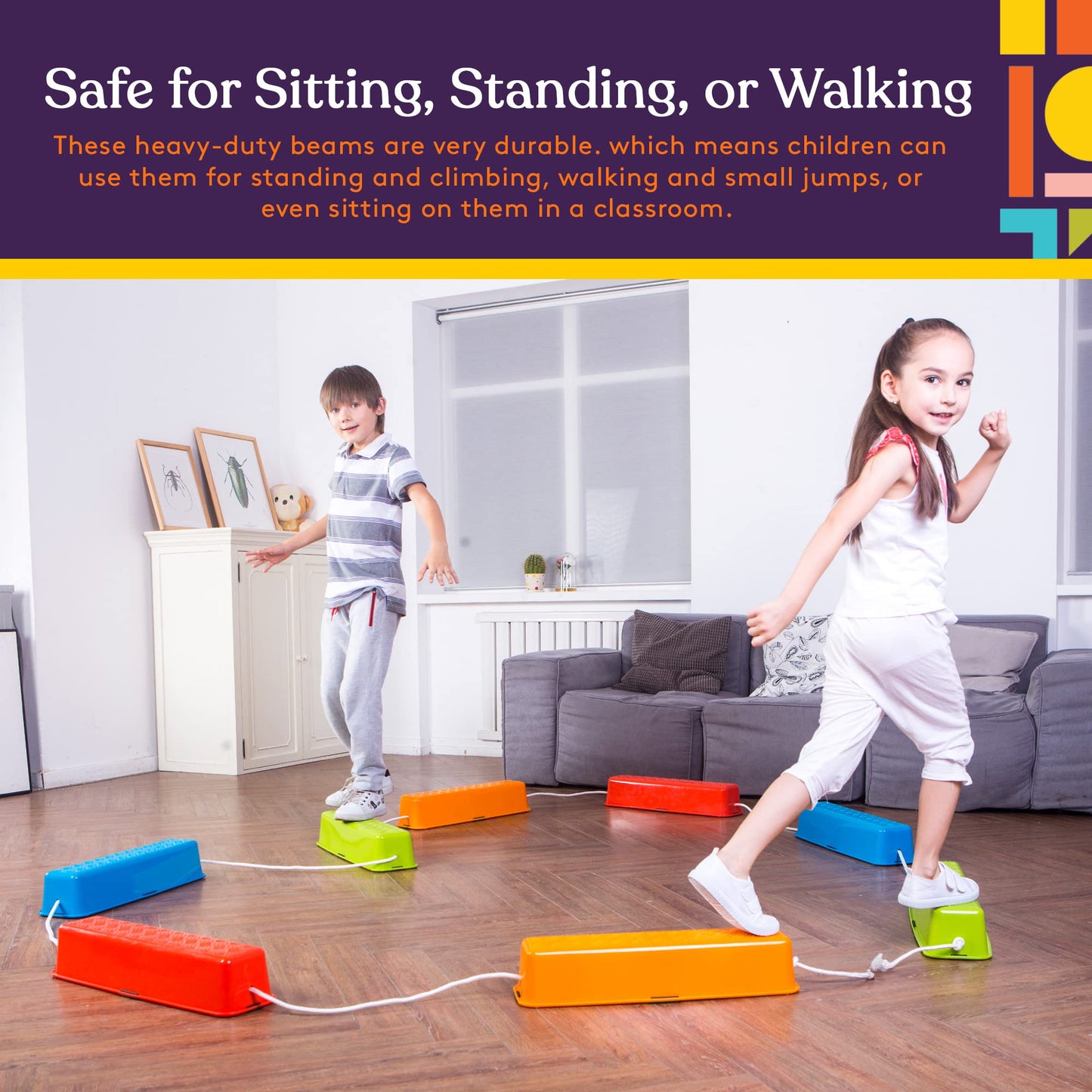 Special Supplies Stepping Stones – 8-Set Balance Beams, Non-Slip Texture