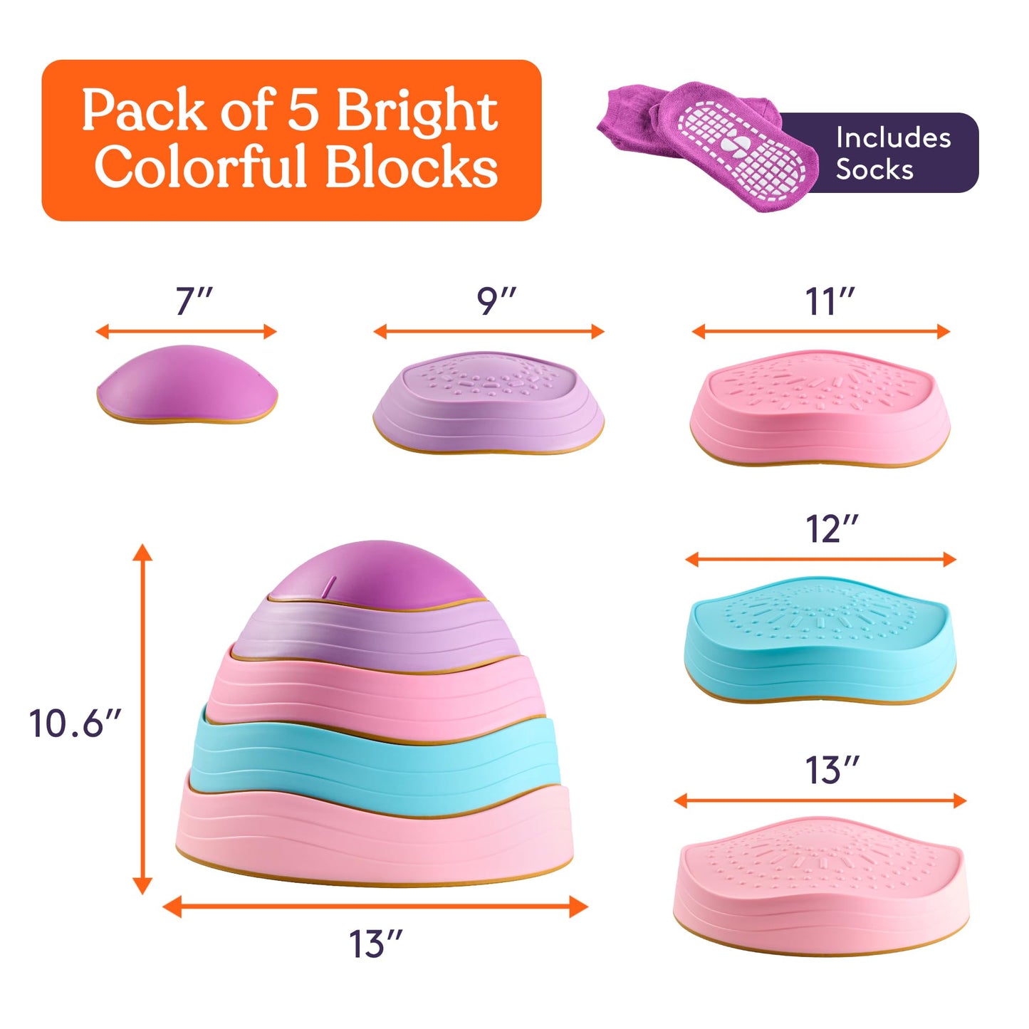 Special Supplies Stepping Stones for Kids – 5-Block Balance Set (Indoor/Outdoor)