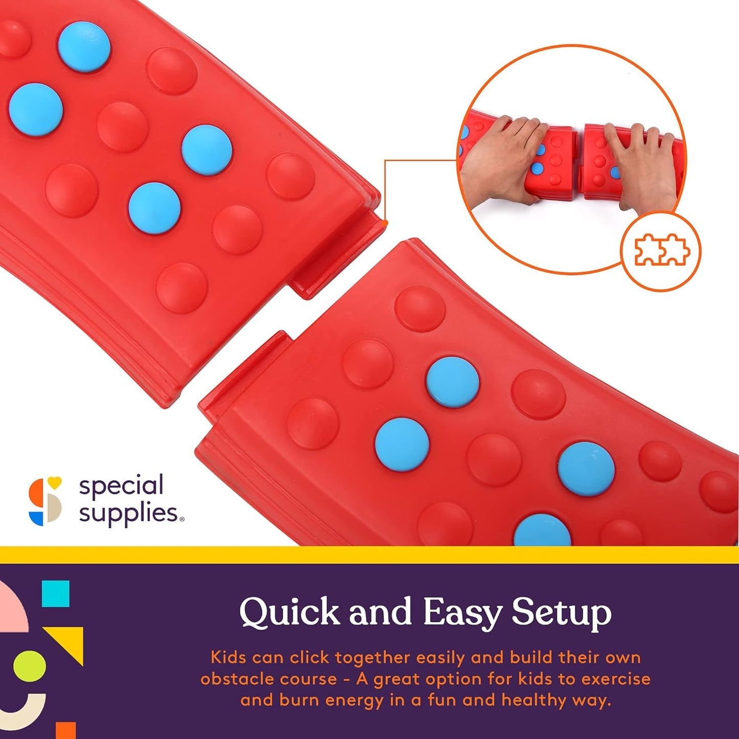Special Supplies Wavy Circle Balance Beams – 8-Piece Active Play Set