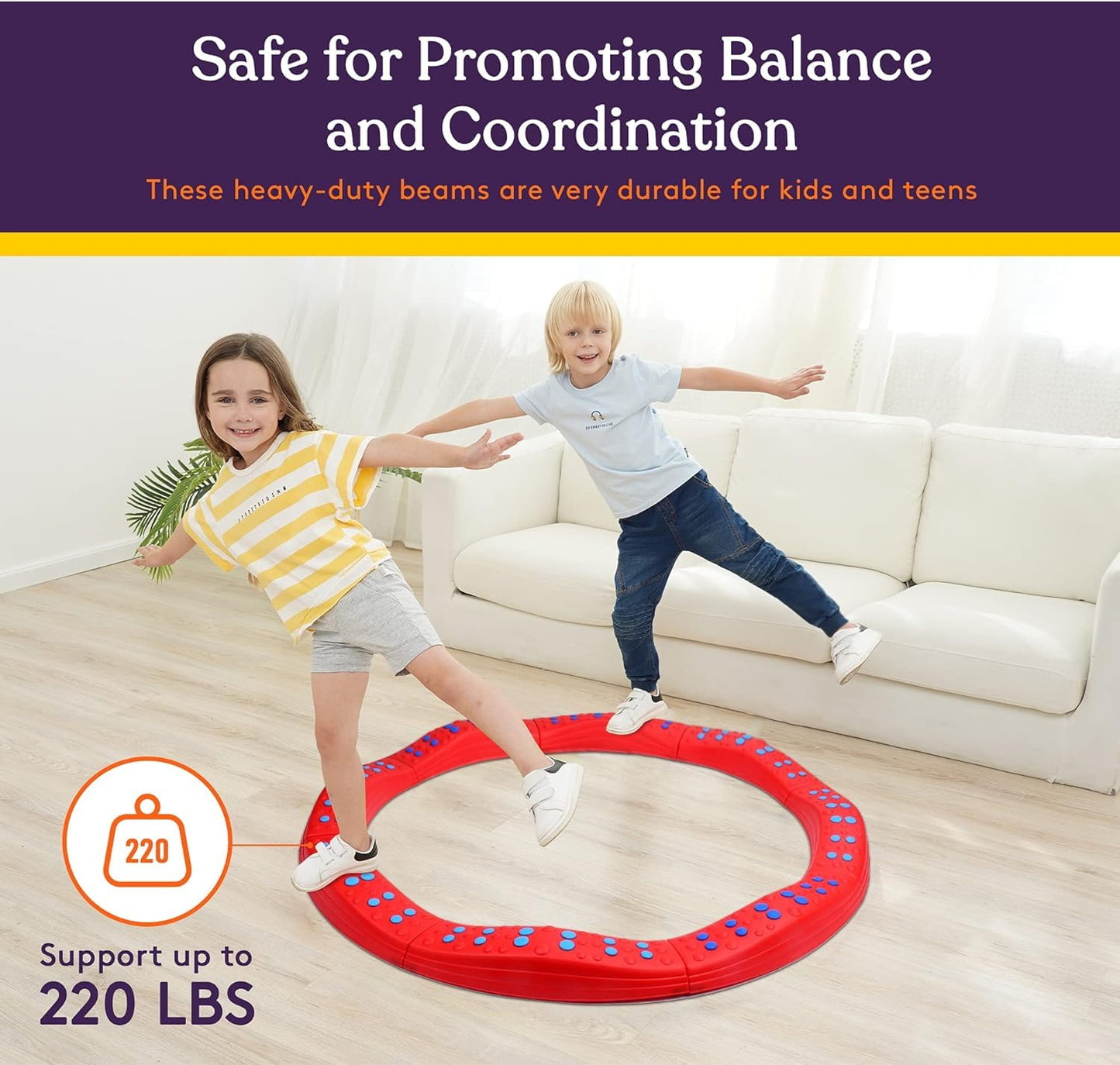 Special Supplies Wavy Circle Balance Beams – 8-Piece Active Play Set