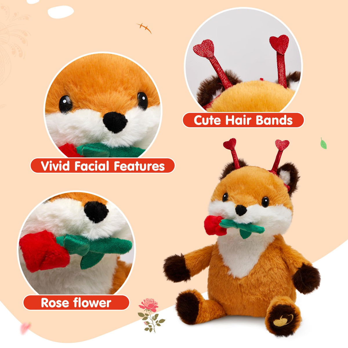SpecialYou 11-Inch Rose Fox Plush – Soft Cuddly Toy for Kids