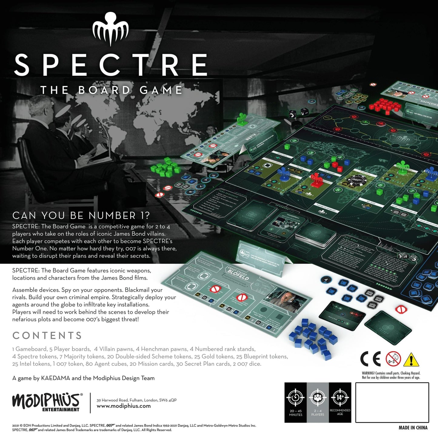 Spectre The Board Game by Modiphius | Spy vs Spy Bond Villains for 2-4 Players