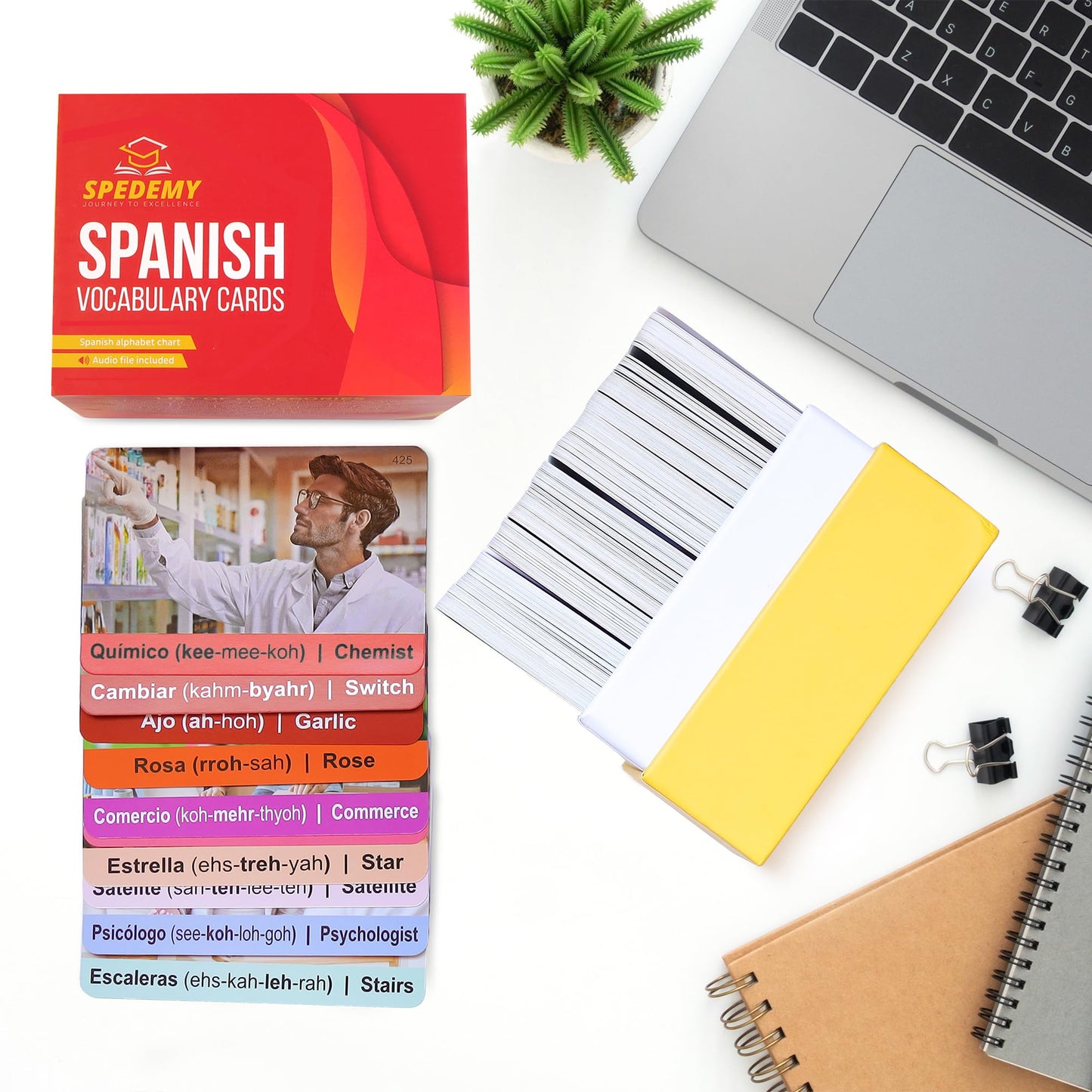 Spedemy Spanish Vocabulary Cards – 276 Bilingual Cards for Kids & Adults (720 Words) + Interactive Web Portal