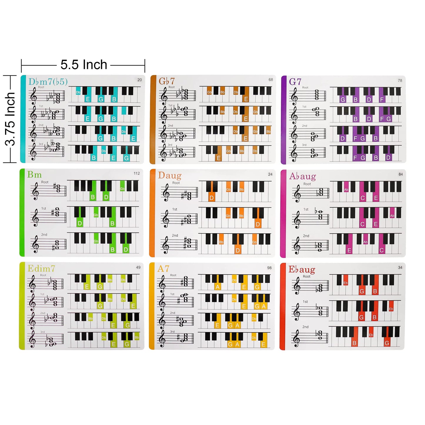 Spedemy Piano Chord Flashcards – Gift Box, 120 Color-Coded Chords, 12 Keys