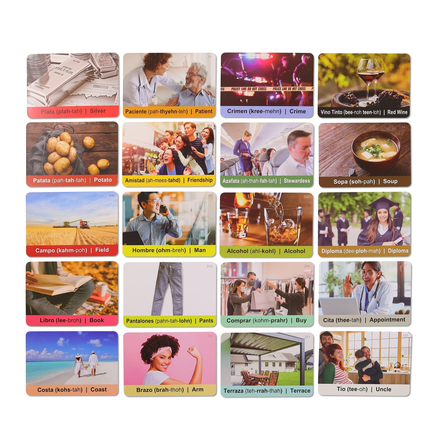 Spedemy Spanish Vocabulary Cards – 276 Bilingual Cards for Kids & Adults (720 Words) + Interactive Web Portal