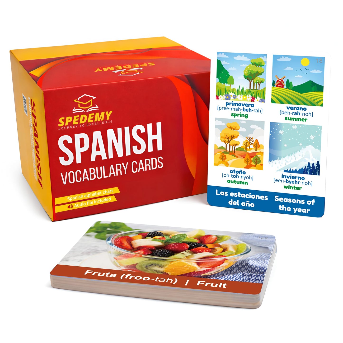 Spedemy Spanish Vocabulary Cards – 276 Bilingual Cards for Kids & Adults (720 Words) + Interactive Web Portal