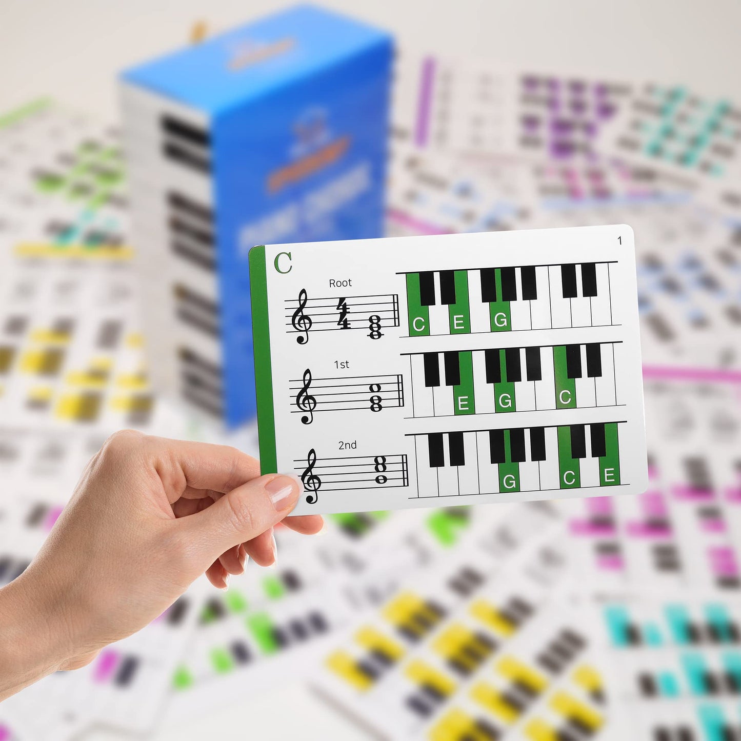 Spedemy Piano Chord Flashcards – Gift Box, 120 Color-Coded Chords, 12 Keys
