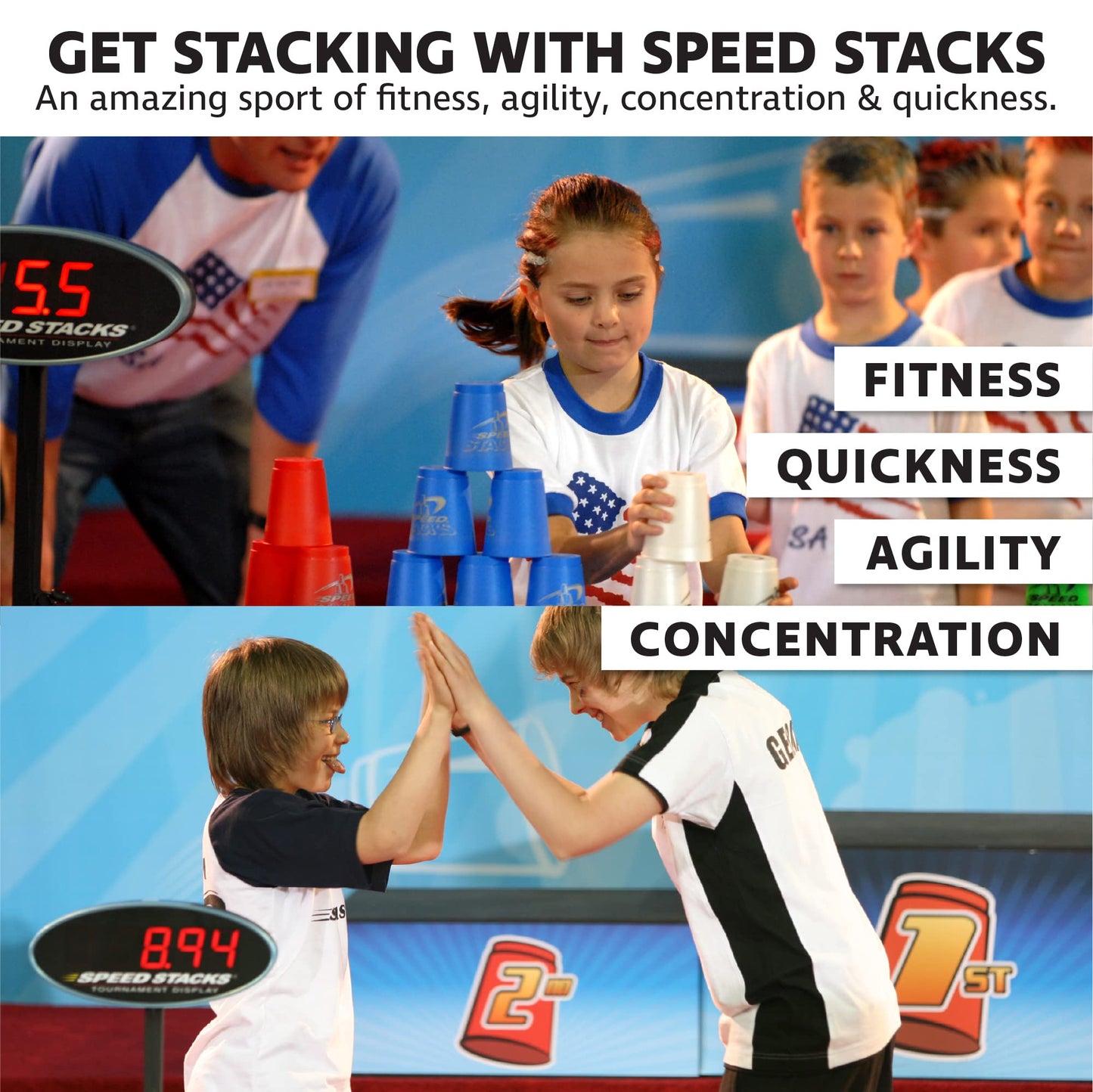 Speed Stacks Competitor - Black Flame: 12-Cup Kit with Holding-Stem, GX Timer & Mat for Sport Stacking