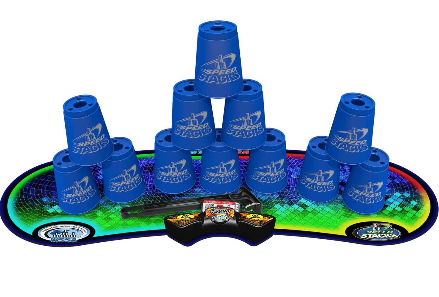 Speed Stacks Blue 12-Cup Kit with GX Timer & Glow Mat | WSSA Approved