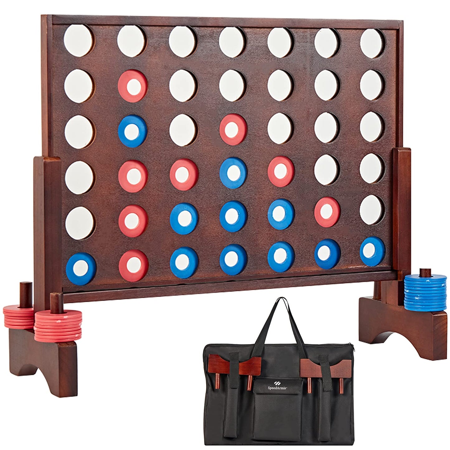 SpeedArmis Giant Wooden 4-In-A-Row Game for Teens – Indoor & Outdoor Play