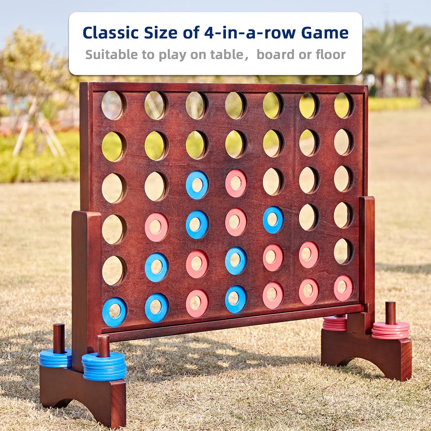 SpeedArmis Giant Wooden 4-In-A-Row Game for Teens – Indoor & Outdoor Play