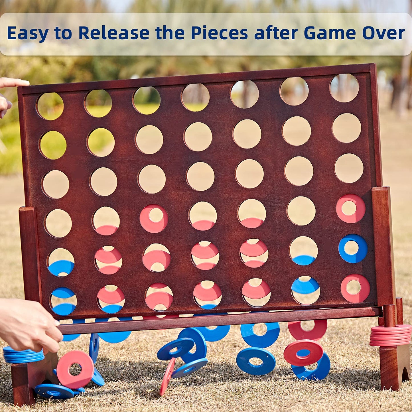 SpeedArmis Giant Wooden 4-In-A-Row Game for Teens – Indoor & Outdoor Play