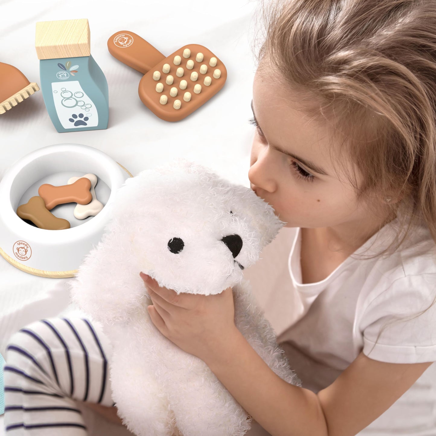 Speedy Monkey My Little Dog Care Suitcase – Plush Dog, Accessories, Snacks, Bowl & Brush for Pretend Play