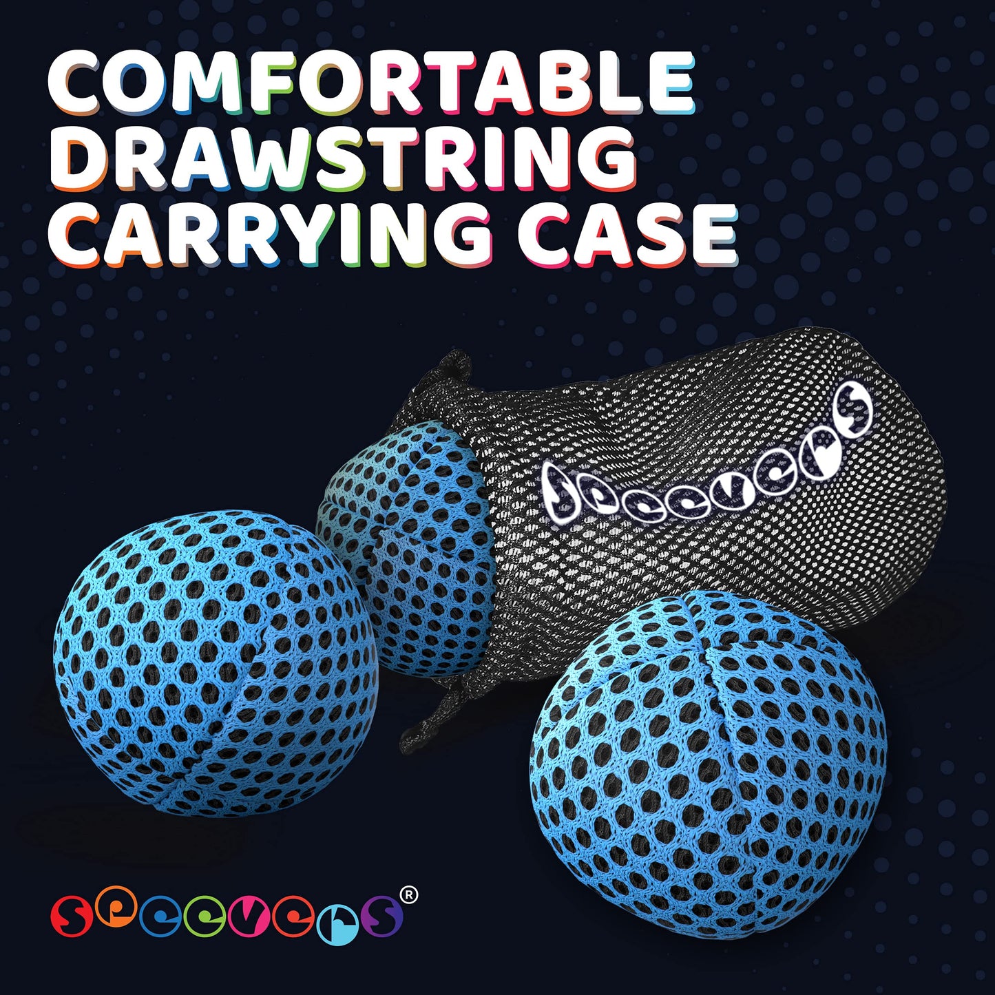 Speevers Professional Juggling Balls Set – Soft, Durable, Non-Slip (Blue, 4.2 oz) – 3 Pack + Carry Bag