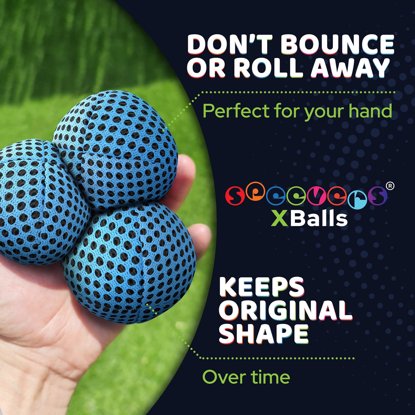 Speevers Professional Juggling Balls Set – Soft, Durable, Non-Slip (Blue, 4.2 oz) – 3 Pack + Carry Bag