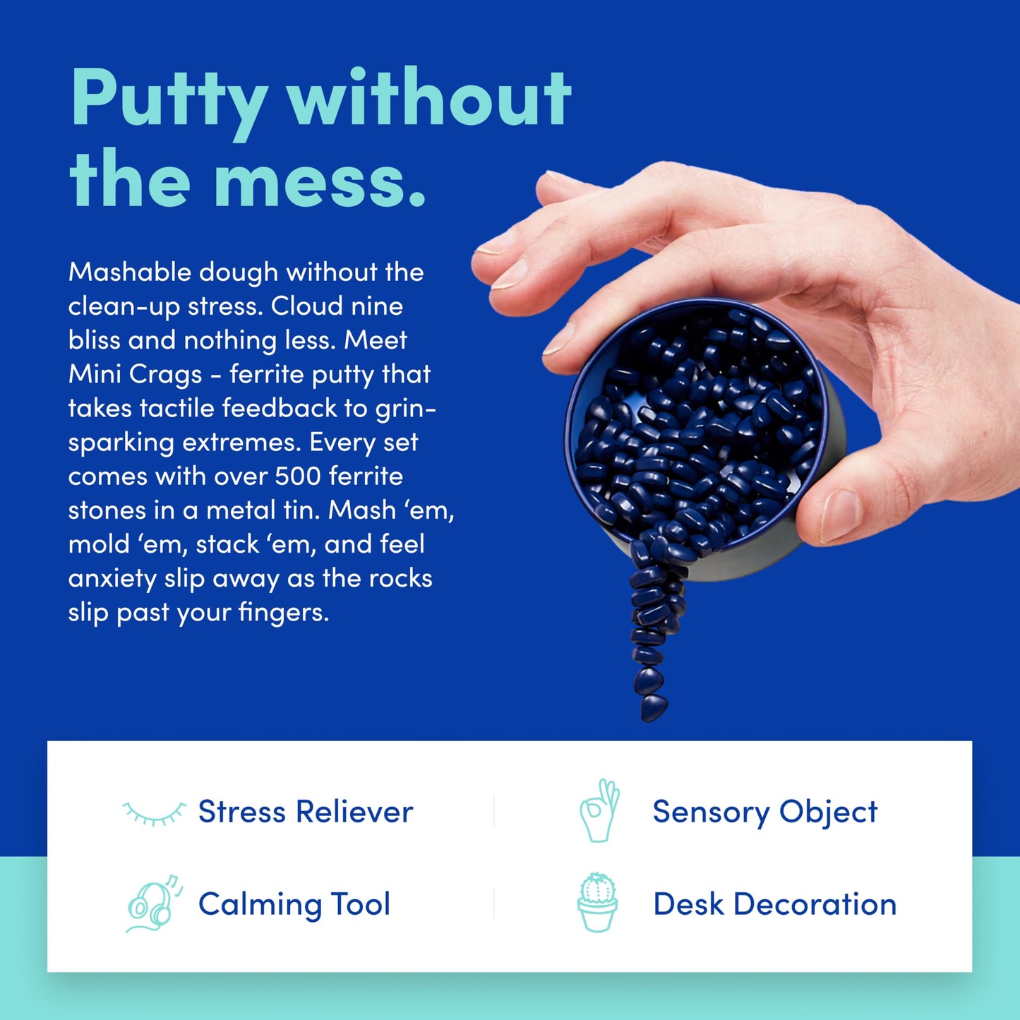 Speks Crags Ferrite Putty – 500+ Stones in Tin | Indigo Desk Fidget Toy