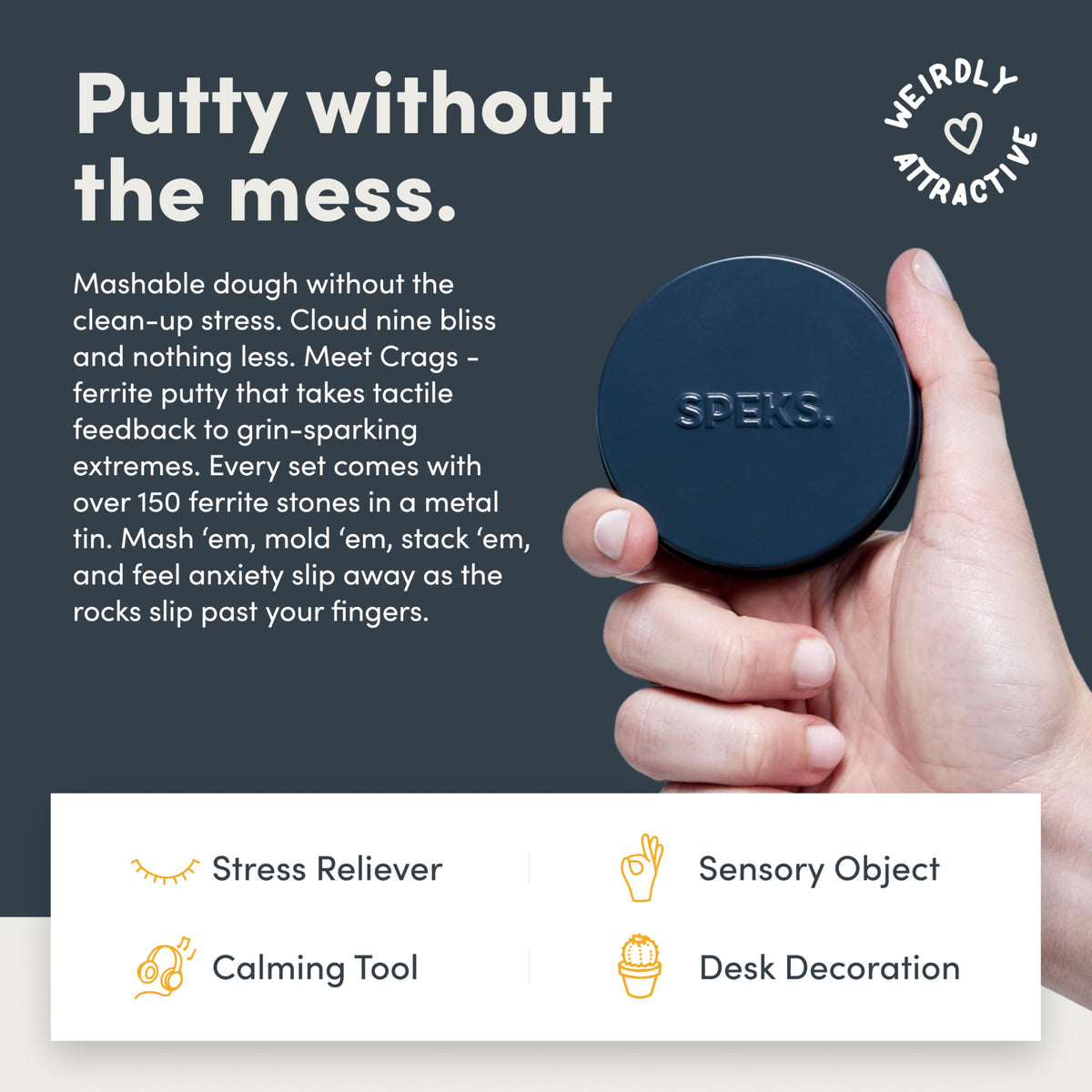 Speks Crags Ferrite Putty – 150+ Ferrite Stones in a Tin | Fidget Toy for Stress Relief & Focus (Adults & Teens 14+) | Small