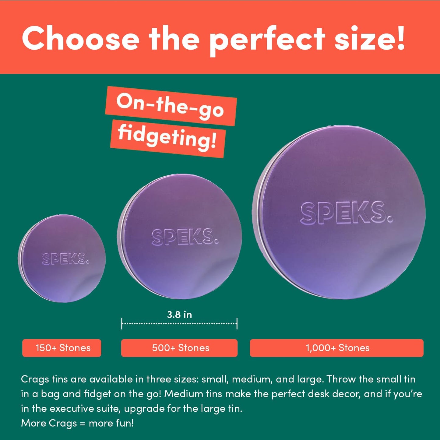 Speks Original Crags Ferrite Putty | 500+ Ferrite Stones in a Tin | Fidget Toy for Stress Relief, Sensory Desk Toy for Adults & Teens 14+ | Vitality, Medium