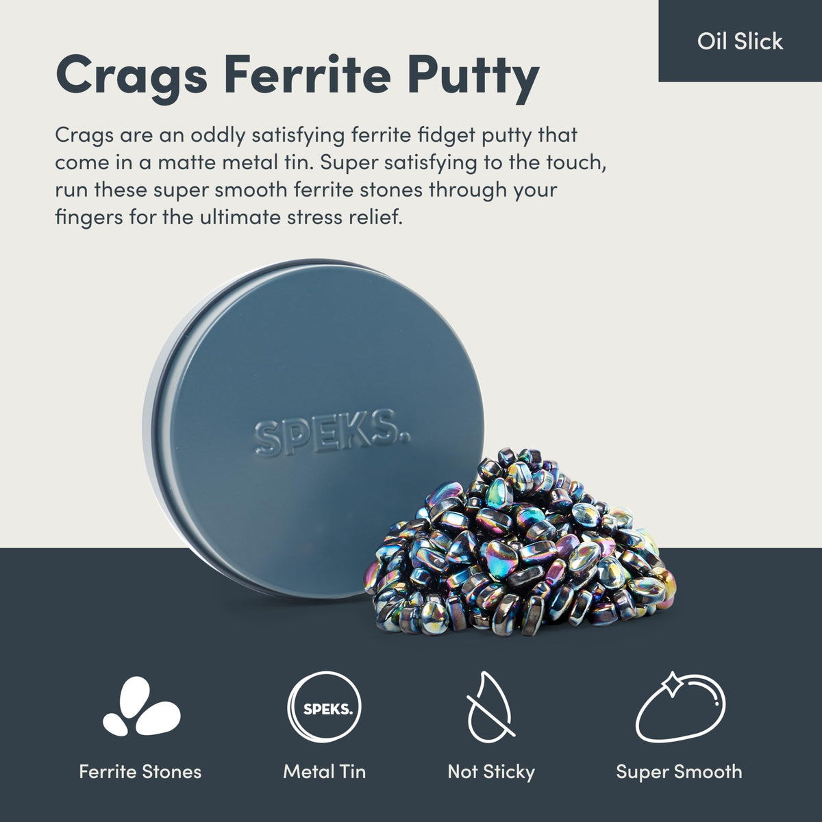 Speks Crags Ferrite Putty – 150+ Ferrite Stones in a Tin | Fidget Toy for Stress Relief & Focus (Adults & Teens 14+) | Small