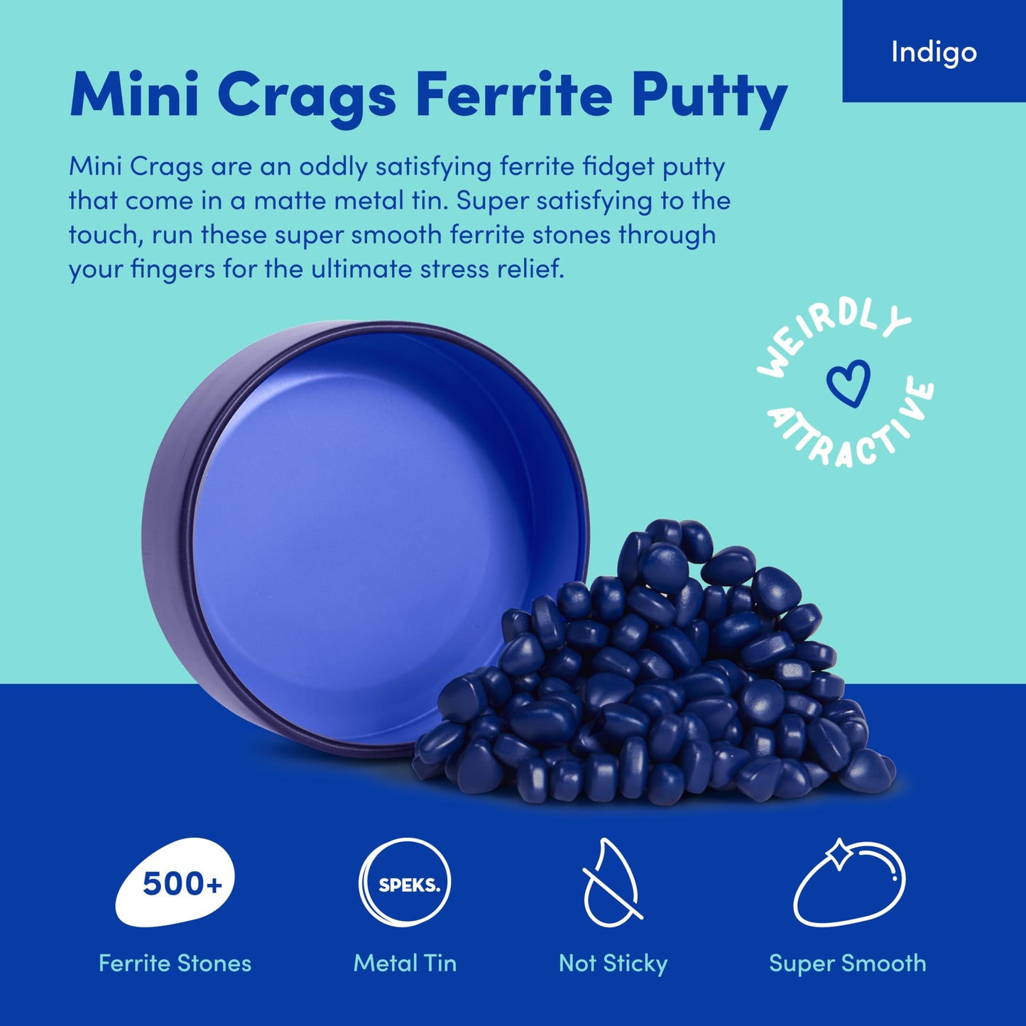 Speks Crags Ferrite Putty – 500+ Stones in Tin | Indigo Desk Fidget Toy