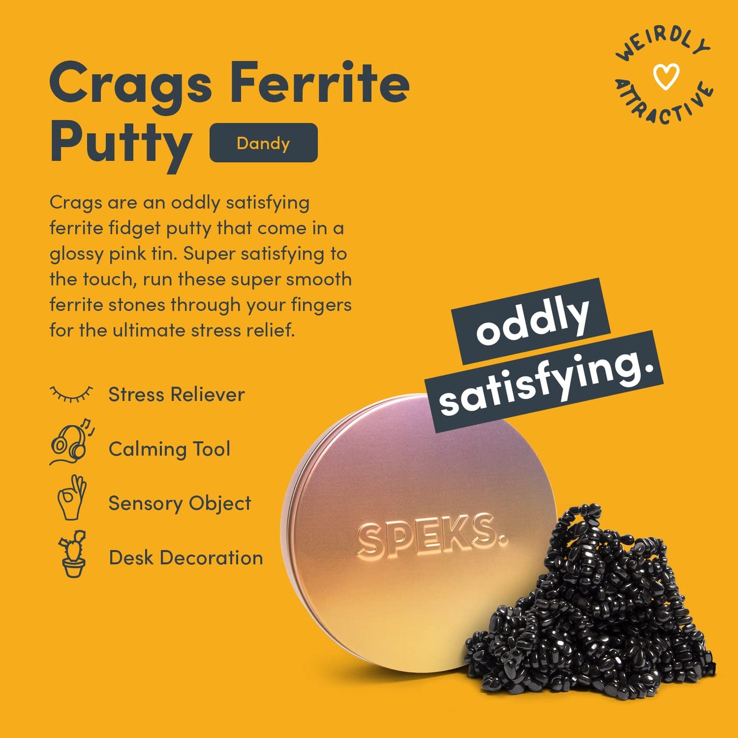 Speks Crags Ferrite Putty – 1000+ Ferrite Stones in Tin | Pink Gradient Large Fidget Toy