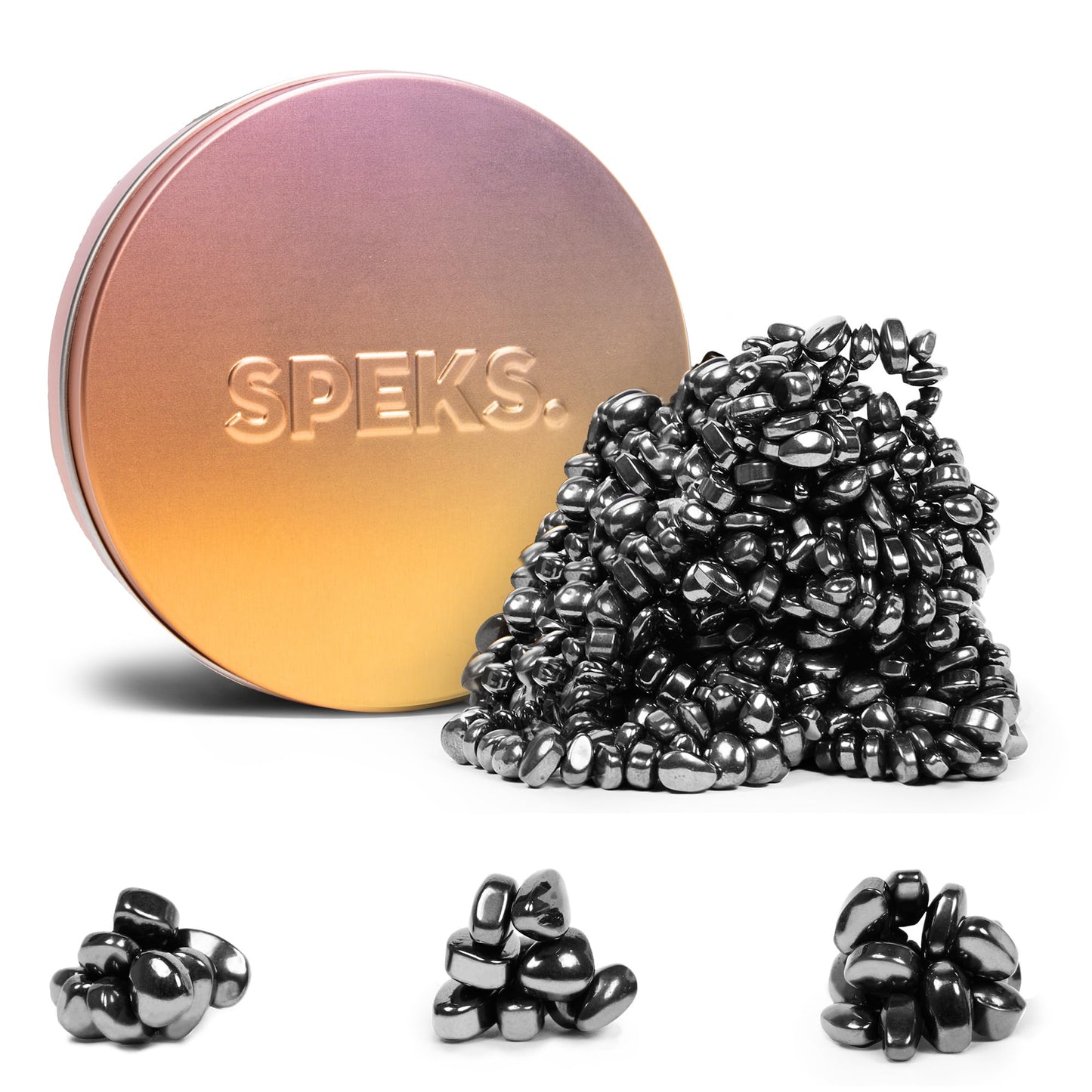 Speks Crags Ferrite Putty | 500+ Ferrite Stones in Tin | Pink Gradient Fidget Desk Toy