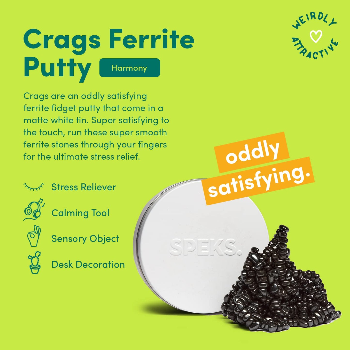 Speks Crags Ferrite Putty – 1,000+ Ferrite Stones in Tin | Fidget Toy for Adults & Teens 14+ | White, Large