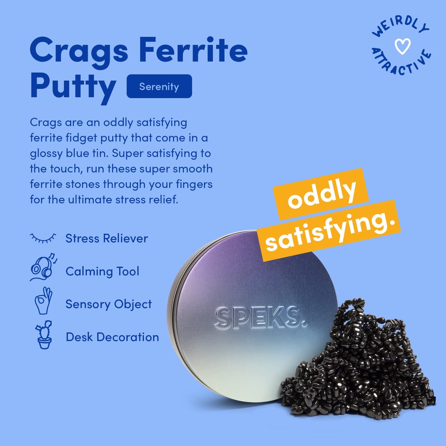 Speks Original Crags Ferrite Putty – 1000+ Magnetic Stones in Tin | Stress Relief Fidget Toy