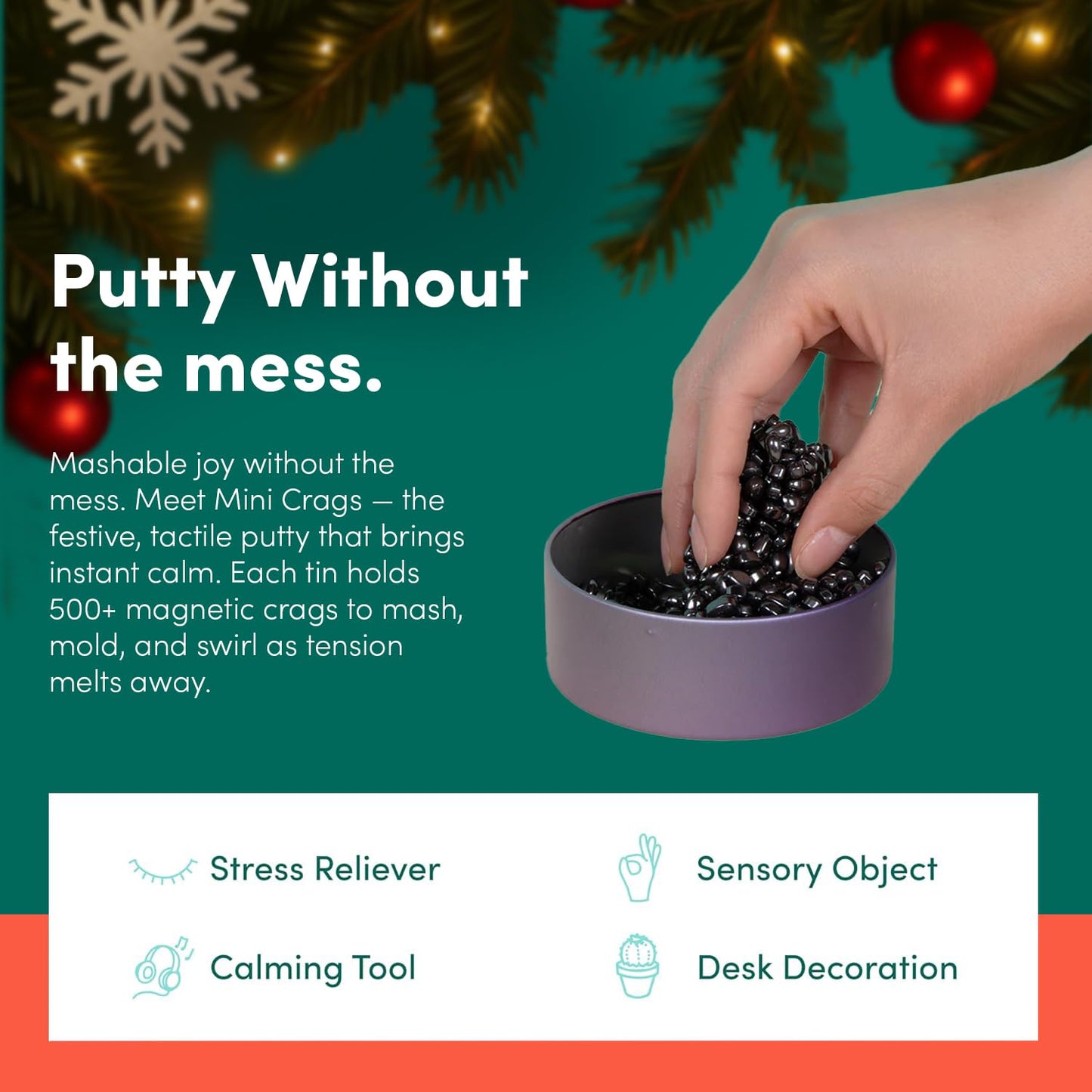 Speks Original Crags Ferrite Putty | 500+ Ferrite Stones in a Tin | Fidget Toy for Stress Relief, Sensory Desk Toy for Adults & Teens 14+ | Vitality, Medium
